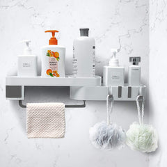 Rotating Shower Caddy | Adhesive Shower Shelf for Inside Shower & Kitchen -  White & Grey