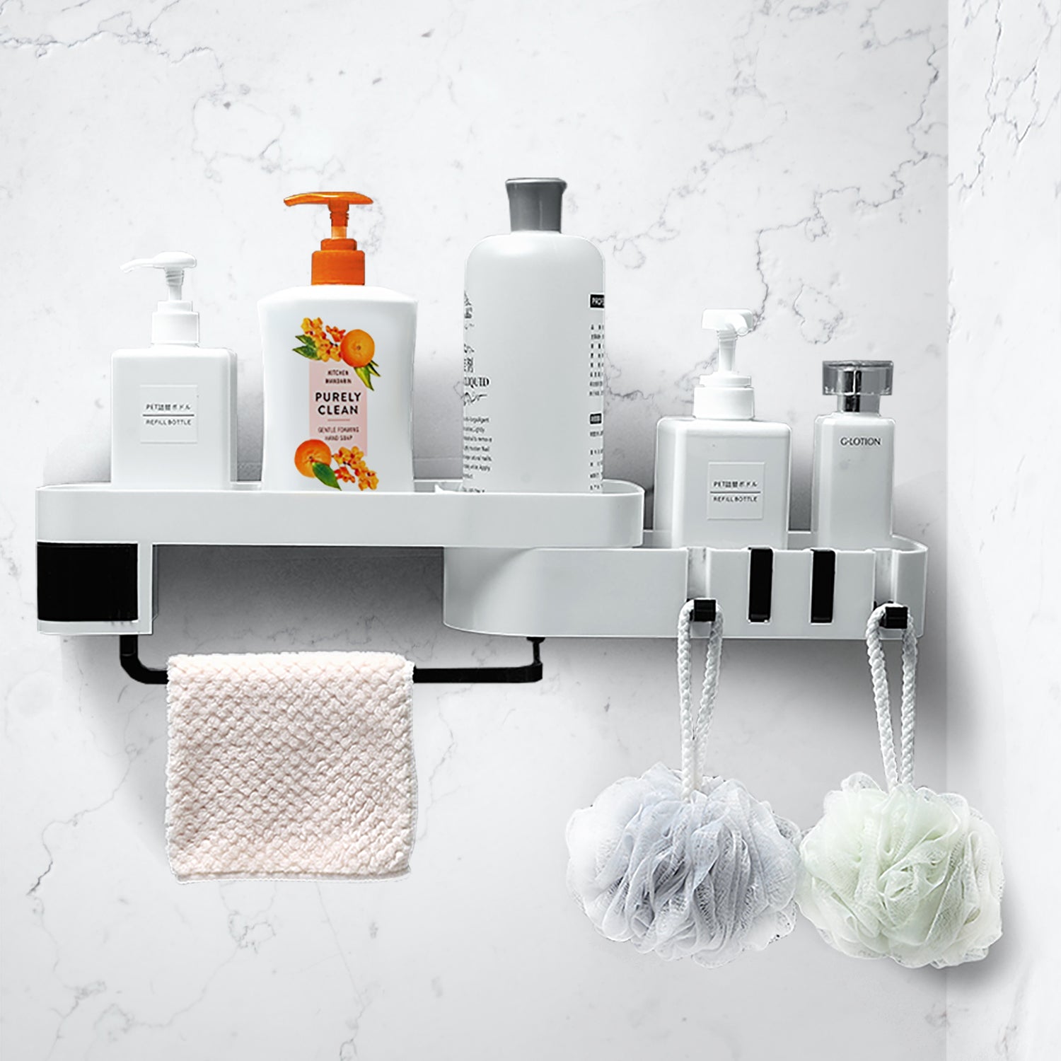 Rotating Shower Caddy | Adhesive Shower Shelf for Inside Shower & Kitchen
